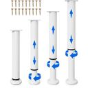 4 Pcs Adjustable Height Bed Support Furniture Legs [with Screws] for Bed Frame,Metal Adjustable 10-17 inch for Bed/Sofa/Cabinet/Couch/Dresser/Table -Heavy Bed Replacement Legs (White)