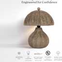 Handicrafts Home Handcrafted Paper Mache Table Lamp, 11x12.5” Modern Farmhouse Accent Lamp, Textured Dome Bedside Nightstand Light for Bedroom & Living Room, Decorative Sculptural Table Lamp