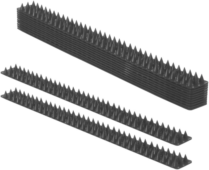 Pack of 10 Plastic Bird Deterrent Spikes for Birds, Pigeon, Squirrel, Raccoon, Crow, and Cat Anti-Climb Strips to Deter Theft - Suitable for Wall, Windowsill, Railing, Fence, and Roof - Grey