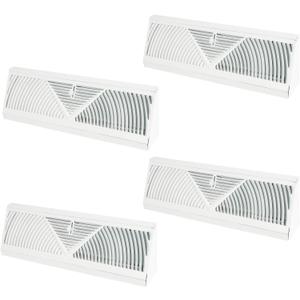 18 Inch Baseboard Register, 4 Pack Baseboard Register Vent, Smooth Air Vent | Baseboard Vent Covers with Airflow Adjustment Lever, Easily Install Baseboard Diffuser, Heavy Duty Steel Floor Vent Covers