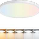 Brightever LED Flush Mount Ceiling Light, 12 Inch 24W Ultra Slim 0.67 Inch Kitchen Lighting Fixture, 3200LM 240W Equivalent, 2700K-6500K Color Selectable, Dimmable Light Fixture Ceiling Mount, 1 Pack (5CCT-White)