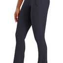 Sunzel No Front Seam Flare Leggings for Women with Pockets Hidden Butt Lifting Scrunch Tummy Control Mini Flared Yoga Pants (Medium, Ash Blue)