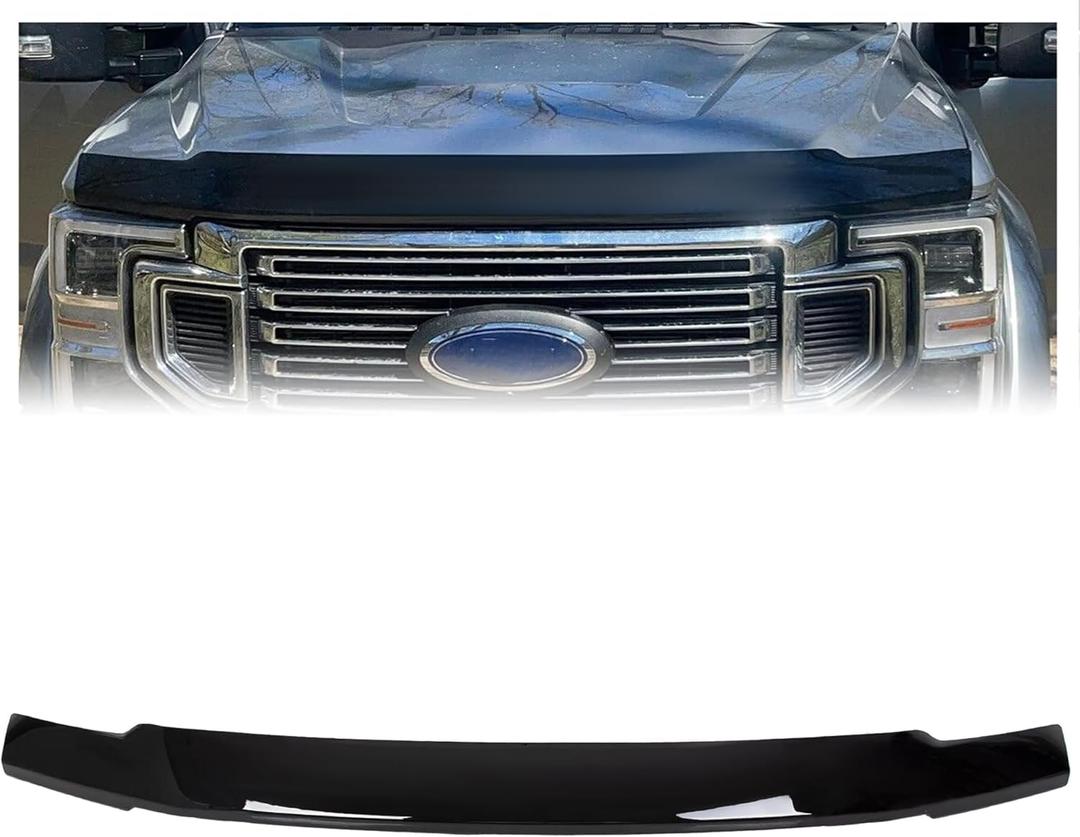 ECOTRIC Black Hood Deflector Bug Shield Compatible with 2017 2018 2019 2020 2021 2022 Ford F250 F350 Super Duty Guard Bonnet Hood Protector