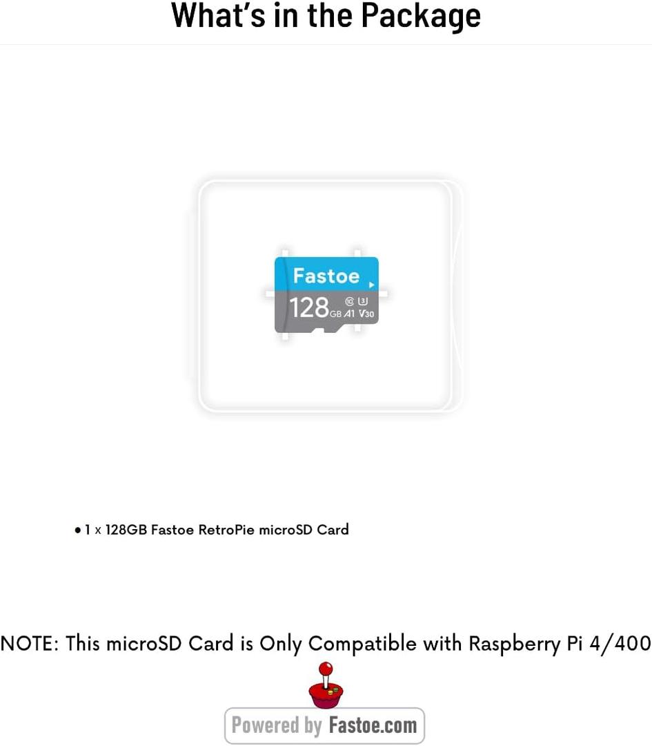 128GB Gaming microSD Card Preinstalled RetroPie with Games for Raspberry Pi 4/400