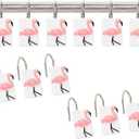 12 Pcs Flamingo Shower Curtain Hooks,Flamingo Bathroom Decor Pink Shower Curtain Hooks Cute Shower Curtain Hooks,for Curtain Rustproof Decorative Shower Rings for Bathroom