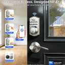 Veise VE012W Built-in WiFi Fingerprint Smart Lock, App Remote Control, Compatible with Alexa & Google Assistant, Keyless Entry for Front Door, Digital Keypad Deadbolt, Auto Lock, Satin Nickel