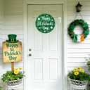 YUNKKIN St Patricks Day Wreath Happy St Patricks Day Door Decorations Buffalo Plaid Decorations Hanging Sign Wooden Front Door Hanger for Porch Wall Indoor Home Decor