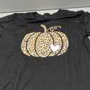 Hello Fall Shirts for Women Leopard Pumpkin Graphic T-Shirts Funny Thanksgiving Gifts Tee Tops (XX-Large, Black)