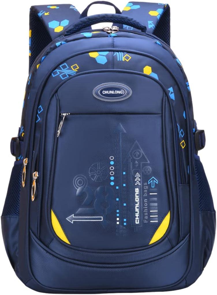 Geometric-Print Backpacks for Teen Boys School, Bookbags for Boys Elementary, School Bags for Boys (Dark Blue)