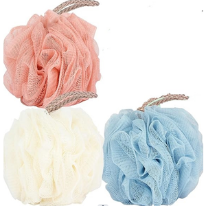 Fu Store Loofah Sponge Shower Loofahs 50g Bath Sponges Mesh Balls for Body Scrubber Exfoliator Wash Back Scrubber Bathroom Men Women - 3 Pack Scrubbers Cleaning Bathing Accessories