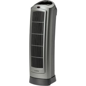 Lasko Portable Oscillating Ceramic Space Heater Tower with Digital Display, Remote Control, 2 Heat Settings and 8 Hour Timer, Gray