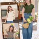 3 Pack Girls Cap Sleeve Shirts Kids V Neck Ribbed Knit Tunic Tops Slim Fit Casual Cute Basic Summer Solid Tee Shirt
