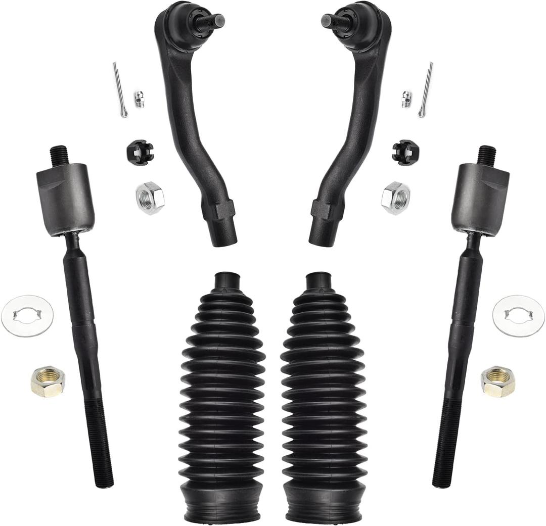 ASTARPRO 6pcs Front Inner and Outer Tie Rod Ends with Steering Rack Boots Compatible with 2002-2003 Lexus ES300 Toyota Camry