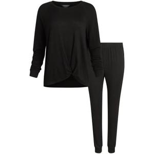 Eddie Bauer Lounge Sets for Women, Cozy Soft 2 Piece Loungewear Pajamas with Long Sleeve Shirt and Jogger - PJs Size L