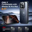 Magnetic for iPhone 16 Pro Max Case, [12FT Military Grade Drop Protection] [Compatible with MagSafe] Built-in Stash Kickstand Shockproof Anti-Scratch Slim Translucent 6.9, Black