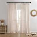 Joydeco Linen Curtains for Living Room,Light Filtreing Curtains 96 Inches Long,Living Room Drapes 2 Panel Sets,Ecru Drapes Pinch Pleated (W52 x L96 Inch, Ecru) (52"W x 96"L (Pack of 2))