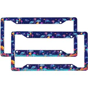 Sea Turtle License Plate Frame 2 Pack Accessories Cars Decor 12.3 X 6.3 Inches for Men Women