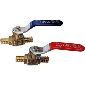 2 Pieces 1/2" Pex Ball Valve Hot and Cold, 24-2-1&2=2X