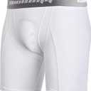 COOLOMG1 Pack Mens Compression Shorts with Cup Pocket Athletic Protective Underwear for Baseball Football MMA Lacrosse White, Small