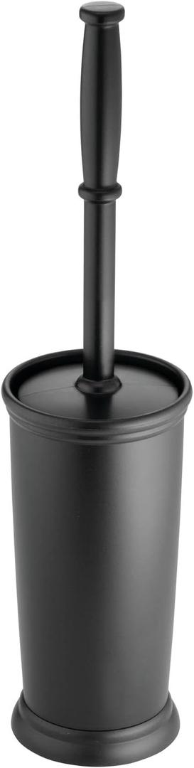 mDesign Toilet Bowl Brush and Holder - Covered Bathroom Toilet Brush - Standing Toilet Bowl Scrubber in Modern Holder - Space Saving, Deep Cleaning Brush for Toilet - Hyde Collection - Charcoal Gray (Pack of 1)