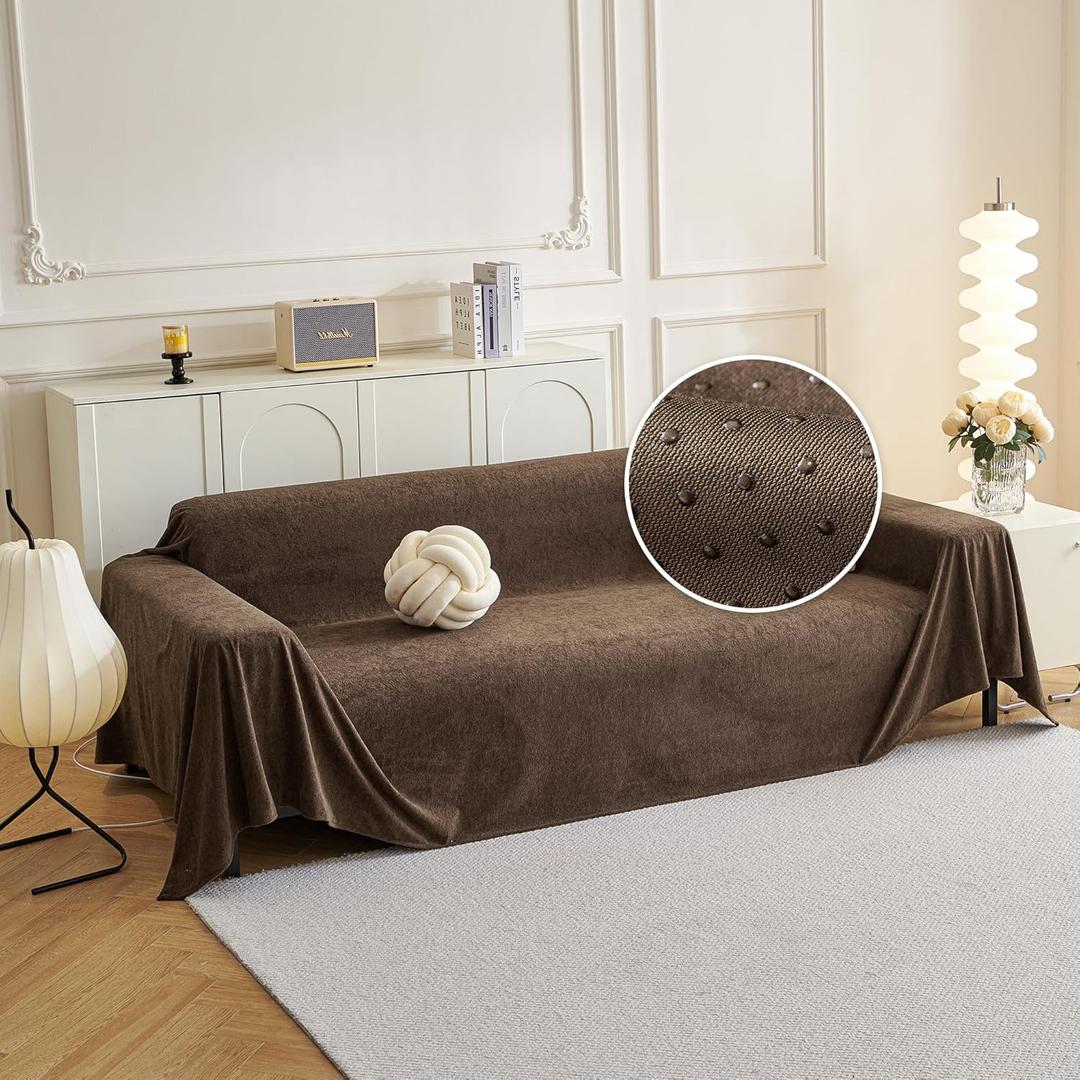 MYSKY HOME Sectional Couch, Covers Couch Cover 2 Cushion Sofa, Couch Covers for Sofa, Dog Couch Protector, L Shape Cover Sofa Slipcovers Washable Furniture Covers for Pets, 71" x 102", Brown