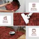 RUGSREAL 8x10 Washable Rug for Living Room Non-Slip Modern Abstract Area Rug Stain Resistant Large Bedroom Rug Contemporary Accent Throw Floor Carpet Solid Rug for Dining Room Home Decor, Red