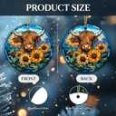 2 x Highland Cow Ornament 2025 with Sunflowers  Rustic Farmhouse Ornament, Scottish Cow Christmas Tree Decoration, Country Animal, Farm Lover Home Dcor, Countryside Rustic Keepsake