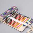 Funny live 36/48/72 Slots Colored Pencil Wrap Pencils Roll Holder Coloring Pencils Organizer Holder Colored Pen Paint Brush Storage Pouch Portable for Artist Student (National style, 48 Slots)