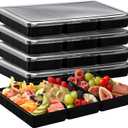 5 Pack Extra Large Divided Catering Trays with Lids 14 x 7.7 x 1.6 Inch Charcuterie Board with Lid Plastic Tiramisu Catering Trays for Snacks, Fruit, Cookies, Dessert