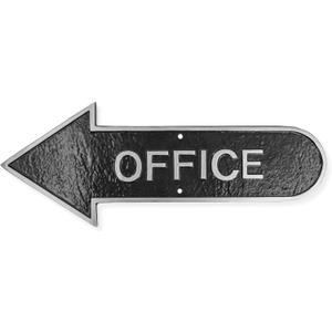 Montague Metal Products 6" x 15.5" Left Arrow Office Statement Plaque Sign - Black/Silver