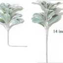 SHACOS Artificial Flocked Lambs Ear Stem 12 Pieces Lamb's Ear Branch Foliage Pick Greenery Leaf Flower Spray for Home Wedding DIY Floral Arrangement