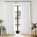 MIULEE Pinch Pleated White Thick Linen Curtains 102 Inches Long 2 Panels, Linen Texture Drapes for Living Room Bedroom, Pinch Pleat Memory Trained Back Tab Light Filtering Window Curtains with Hooks