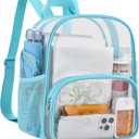USPECLARE Clear Backpack for Stadium Events Small Clear Backpack 11.5x9.5x6 for Concert Sport Events Work Travel (Medium, Aqua)