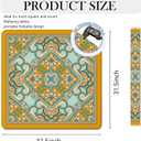 Boho Orange Abstract Mahjong Mat for Table(31.5" x 31.5"), Folk Art Paisley Floral Inspired Non-Slip Noise Reduction Mahjong Table Cover for Card Board Tile Games Poker Dominoes