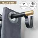Curtain Rods for 28-68 Windows, Splicing Construction, 1 Adjustable Drapery Rod with Aluminum Alloy Brackets and Finials for Window, Sliding Door, Patio, Living Room Decoration, Matte Black&Gold