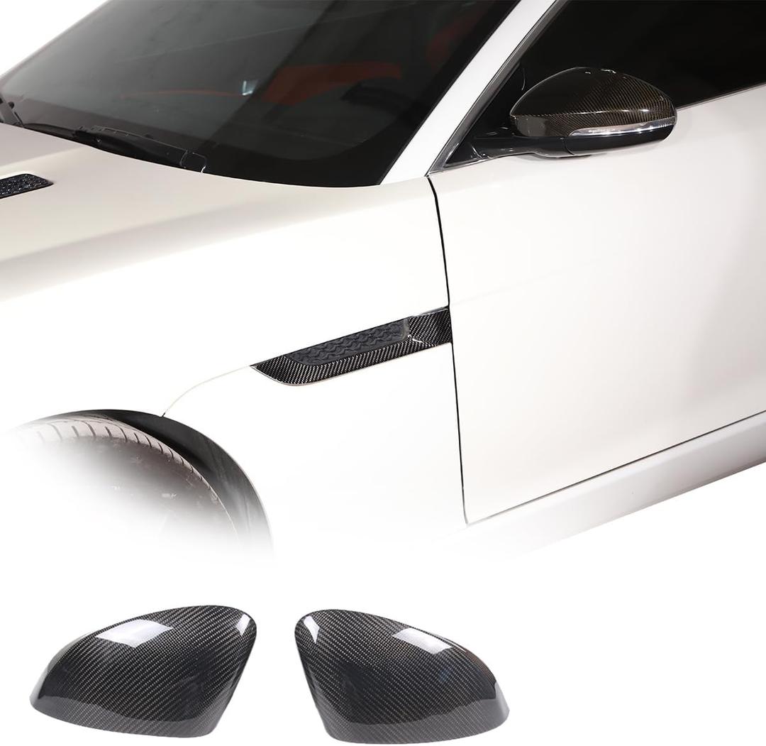 Daeiclru Real Carbon Fiber Side Rearview Mirror Cover Caps Compatible with Jaguar F-Type 2013-2020, Car Door Rear View Mirror Cover Trim Exterior Accessories