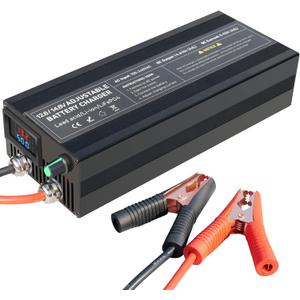 Battery Charger 14.6V 50A Lifepo4 Battery Charger Smart Maintainer Adjustable Current Portable Power Adapter for 14.6V LiFePO4 Lithium Iron Rechargeable Battery (50A)