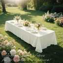 WIGENIUS 6 Pack Ivory Table Cloth Rectangle Tablecloths 60X102 Inch,Polyester Table Cloth for 6 Foot Rectangle Tables,Wrinkle Resistant Washable Fabric Table Covers for Party,Wedding Banquet