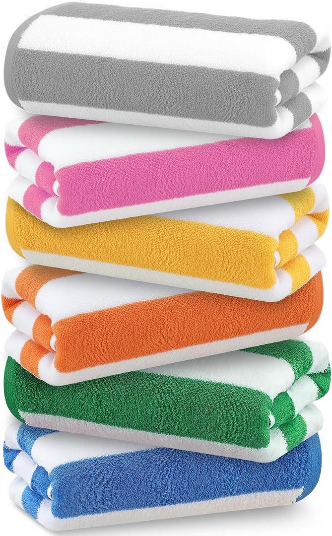 Antfuny 6 Packs Oversized 72x40 Inch Stripe Beach Towel Thin Set Extra Large XL Big Clearance Soft Super Pool Travel Bath Swim Camping Accessories Essentials Towels Bulk Men Women Adults Gift