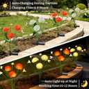 Solar Garden Lights Outdoor 4 Packs Solar Swaying Bee Lights with Fake Flowers Waterproof Firefly Light Flower Fairy Lights Outdoor Patio Yard Pathway Decoration Ideal Gifts for Women Mother's Day