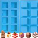 Sidosir 2Pcs 2inch Square Cube Silicone Mold for Mousse Cake, French Dessert Molds for Chocolate Brownie Bites, Brownie, Ice cream, Truffle, Jelly (Blue)