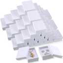 Equsion 50 Pcs Cardboard Small Gift Boxes with Lids White Jewelry Box Necklace Earring Ring Box for Packaging, 2.56x3.15x1.18 Inch