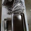 6 Set Stainless Steel Hotel Pans Full Size 4 Inch Deep With Lids, Anti-Jam Chafing Steam Table Pans, Catering Food Storage Metal Pan (1/1)