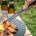 JETKONG Stainless Steel Kitchen Tongs, Serving Tongs for Cooking, 10.6" Metal Food Tongs with Non-Slip Comfort Grip, Non-Stick Cooking Tongs Heat Resistant BBQ Tong Grill Tong (Black)