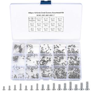 800Pcs Tiny Screws for Electronics, Micro Small Pan Head Machine Screws Assortment Kit for Eyeglasses, Watches, Clocks, Mobile Phone, M1/M1.2/M1.4/M1.6/M1.7 