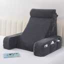 Vekkia Adjustable Reading Pillow & Back Pillow with Backrest  Zoned Multi-Density Foam for Targeted Support, XL Side Pockets  Bed Chair for Reading, Gaming, Relaxing & Post-Surgery Recovery