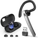 Bluetooth Headset V5.3, Wireless Bluetooth Earpiece with 600mAh Charging Case, 110H Playtime, Hands Free Headset for Cell Phone and Computer with Built-in Microphone for Work Trucker Office (Silver)
