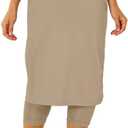 Aurgelmir Womens Tennis Skirt with Capris Leggings Golf Knee Length Skorts Athletic Long Skirts for Women with Pockets (Beige)