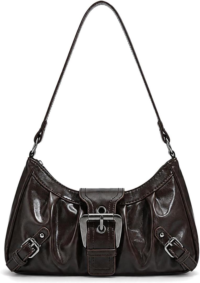 Women Y2k Trendy Shoulder Bag Small Cute Hobo Bag Top Handle Clutch Purse Buckle Punk Handbag