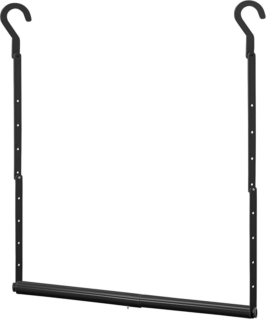 STORAGE MANIAC Adjustable Closet Rod Extender, Heavy Duty Space-Saving Clothes Hanging Bar, Double Rod Organizer, Black, 1 Pack